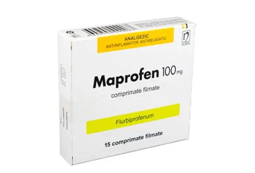 MAPROFEN 100 MG 30 FILM TABLET ürün ambalajı. Flurbiprofen içeren film kaplı tablet. Üretici: NOBEL İLAÇ SAN. VE TİC. A.Ş.