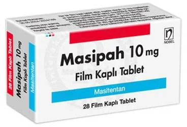 MASIPAH 10 MG FILM KAPLI TABLET (28 TABLET) kutu fotoğrafı. Masitentan içeren film kaplı tablet. Üretici: NOBEL İLAÇ SAN. VE TİC. A.Ş.