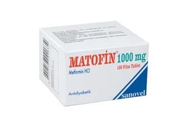 MATOFIN 1000 MG 100 FİLM TABLET kutu fotoğrafı. Metformin içeren film kaplı tablet. Üretici: SANOVEL İLAÇ SANAYİ VE TİCARET ANONİM ŞİRKETİ.