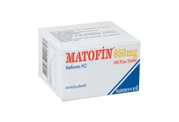 MATOFIN 850 MG 100 FİLM TABLET ambalajı, film kaplı tablet formunda metformin içerir. Üretici: SANOVEL İLAÇ SANAYİ VE TİCARET ANONİM ŞİRKETİ.