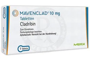 MAVENCLAD 10 MG TABLET (1 TABLET) ambalajı. Kladribin içeren tablet. Üretici: MERCK İLAÇ ECZA VE KİMYA TİC. A.Ş.