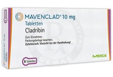 Kladribin içeren tablet: MAVENCLAD 10 MG TABLET (6 TABLET) kutusu. Üretici: MERCK İLAÇ ECZA VE KİMYA TİC. A.Ş.