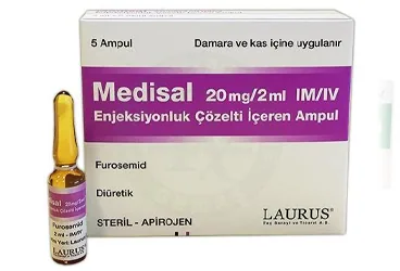 MEDISAL 20 MG/ML IM/IV ENJEKSIYONLUK COZELTI ICEREN 100 AMPUL kutu fotoğrafı, çözelti formunda furosemid içerir. Üretici: HAVER TRAKYA İLAÇ SANAYİ VE TİCARET ANONİM ŞİRKETİ.