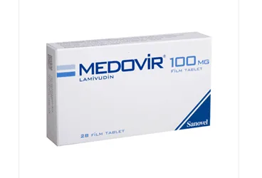 MEDOVIR 100 MG FILM KAPLI TABLET (28 TABLET) (lamivudin) kutu fotoğrafı, film kaplı tablet. Üretici: SANOVEL İLAÇ SANAYİ VE TİCARET ANONİM ŞİRKETİ.