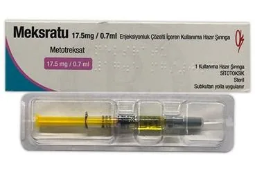 Metotreksat içeren çözelti: MEKSRATU 17,5 MG/0,7 ML ENJEKSIYONLUK COZELTI ICEREN KULLANIMA HAZIR SIRINGA (1 ADET) kutu fotoğrafı. Üretici: KOÇSEL İLAÇ SANAYİ VE TİCARET ANONİM ŞİRKETİ.