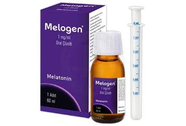 MELOGEN 1 MG/ML ORAL COZELTI (60 ML) ürün ambalajı, çözelti formunda melatonin içerir. Üretici: GENSU PHARMA İLAÇ SANAYİ VE TİCARET A.Ş.