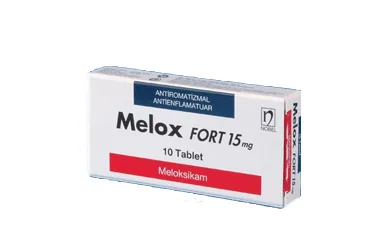 MELOX FORT 15 MG 10 TABLET (meloksikam) ürün ambalajı, tablet. Üretici: NOBEL İLAÇ SAN. VE TİC. A.Ş.