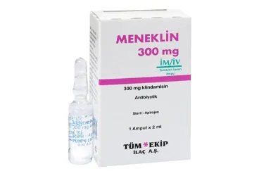 MENEKLIN 300 MG 1 AMPUL (klindamisin) kutu fotoğrafı, ampul. Üretici: TÜM - EKİP İLAÇ A.Ş.
