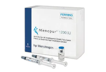 MENOPUR 1200 IU MULTI DOZ ICIN SC ENJEKSIYONLUK COZELTI TOZU ICEREN FLAKON VE KULLANIMA HAZIR ENJEKTORDE COZUCU (1 ADET FLAKON + 2 ADET KULLANIMA HAZIR ENJEKTOR) (insan menopozal gonadotropin) kutu fotoğrafı, çözelti.