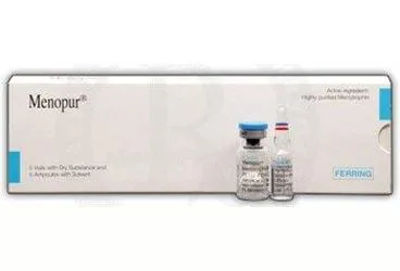 Insan menopozal gonadotropin içeren flakon: MENOPUR 75 IU IM VE SC ENJEKSİYON İÇİN TOZ İÇEREN 5 FLAKON ambalajı. Üretici: FERRİNG İLAÇ SANAYİ VE TİCARET LTD. ŞTİ.