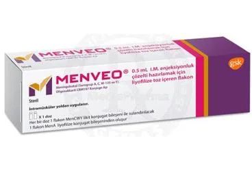 MENVEO 0,5ML IM ENJEKSIYONLUK COZELTI HAZIRLAMAK ICIN LIYOFILIZE TOZ ICEREN 1 FLAKON ürün ambalajı, çözelti formunda meningokok aşısı içerir. Üretici: GLAXOSMİTHKLİNE İLAÇLARI SAN. VE TİC. A.Ş.