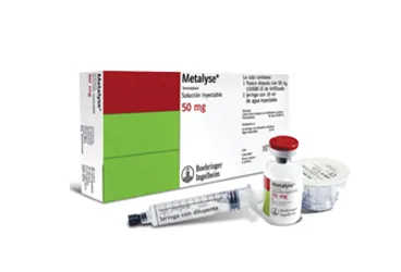 METALYSE 10000 U (50 MG) ENJEKSİYONLUK TOZ İÇEREN 1 FLAKON ürün ambalajı. Tenekteplaz içeren flakon. Üretici: BOEHRİNGER INGELHEİM İLAÇ TİCARET A.Ş.
