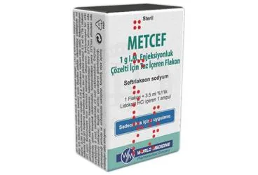 METCEF 1 GR IM ENJ. COZ. HAZ. ICIN TOZ ICEREN FLAKON kutusu. Seftriakson içeren flakon. Üretici: WORLD MEDICINE İLAÇ SAN. VE TİC. A.Ş.