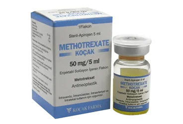 METHOTREXATE KOCAK 50 MG/5 ML ENJEKSIYONLUK COZELTI ( 1 FLAKON) kutu fotoğrafı. Metotreksat içeren çözelti. Üretici: KOÇAK FARMA İLAÇ VE KİMYA SANAYİ A.Ş.