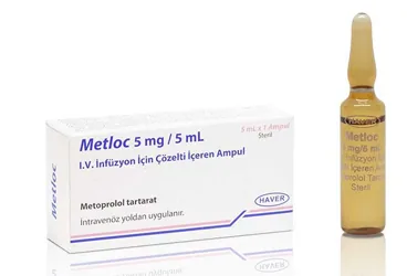 METLOC 5 MG/5 ML IV INFUZYON ICIN COZELTI ICEREN 1 AMPUL kutusu. Metoprolol içeren çözelti. Üretici: HAVER FARMA İLAÇ ANONİM ŞİRKETİ.