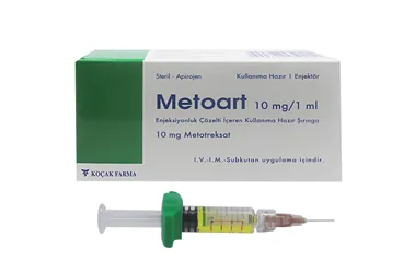 METOART 10 MG/1 ML ENJEKSIYONLUK COZELTI ICEREN ENJEKTOR ( 1 ENJEKTOR) (metotreksat) kutusu, çözelti. Üretici: KOÇAK FARMA İLAÇ VE KİMYA SANAYİ A.Ş.