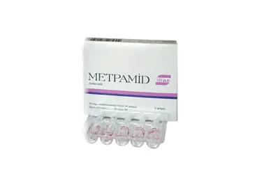 METPAMID 10 MG/2 ML ENJEKSIYONLUK COZELTI (5 X 2 ML AMPUL) ambalajı, çözelti formunda metoklopramid içerir. Üretici: SİFAR İLAÇLARI TİC. VE SAN. A.Ş.