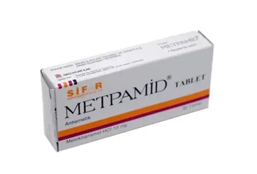METPAMID 10 MG TABLET (30 TABLET) kutusu. Metoklopramid içeren tablet. Üretici: SİFAR İLAÇLARI TİC. VE SAN. A.Ş.