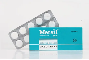 METSIL FORT 80 MG 50 TABLET (simetikon) kutusu, tablet. Üretici: HÜSNÜ ARSAN İLAÇLARI A.Ş.