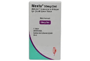 Metotreksat içeren çözelti: MEXTU 50 MG/2 ML IM/IV/IT ENJEKSIYON VE INFUZYON ICIN COZELTI ICEREN 1 FLAKON kutu fotoğrafı. Üretici: ONKO İLAÇ SANAYİ VE TİCARET ANONİM ŞİRKETİ.