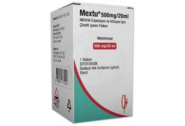 MEXTU 500 MG/20 ML IM/IV/IA/IT ENJEKSIYONLUK COZELTI ICEREN 1 FLAKON kutusu, çözelti formunda metotreksat içerir. Üretici: ONKO İLAÇ SANAYİ VE TİCARET ANONİM ŞİRKETİ.
