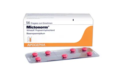 MICTONORM 15 MG KAPLI TABLET (56 DRAJE) ürün ambalajı. Propiverin hidroklorür içeren tablet. Üretici: RECORDATİ İLAÇ SANAYİ VE TİCARET ANONİM ŞİRKETİ.