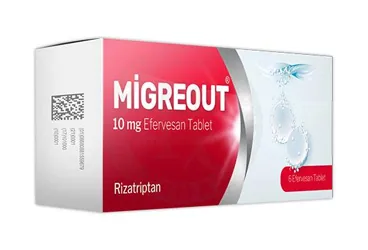 MIGREOUT 10 MG EFERVESAN TABLET (3 EFERVESAN TABLET) ambalajı, efervesan tablet formunda rizatriptan içerir. Üretici: NEUTEC İLAÇ SANAYİ TİCARET ANONİM ŞİRKETİ.
