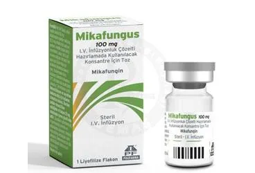 MIKAFUNGUS 100 MG I.V. INFUZYONLUK COZELTI HAZIRLAMAK ICIN TOZ 1 FLAKON kutu fotoğrafı, çözelti formunda mikafungin içerir. Üretici: POLİFARMA İLAÇ SAN. VE TİC. A.Ş.