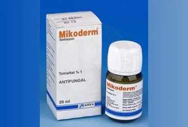 MIKODERM %1 COZELTI ambalajı. Tolnaftat içeren çözelti. Üretici: ADEKA İLAÇ SANAYİ VE TİCARET A.Ş.