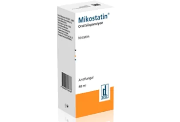 MIKOSTATIN 100.000 IU/ML ORAL SUSPANSIYON (48 ML) kutusu, oral süspansiyon formunda nistatin içerir. Üretici: DEVA HOLDİNG ANONİM ŞİRKETİ.