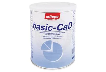 Protein+karbonhidrat+yag+vit+mineral+eser element içeren MILUPA BASIC-CAD 400 G ambalajı. Üretici: NUMIL GIDA ÜRÜNLERİ SANAYİ VE TİCARET A.Ş.