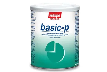 MILUPA BASIC-P 400 G ürün ambalajı. Etkin maddesi protein+karbonhidrat+yag+vit+mineral. Üretici: NUMIL GIDA ÜRÜNLERİ SANAYİ VE TİCARET A.Ş.