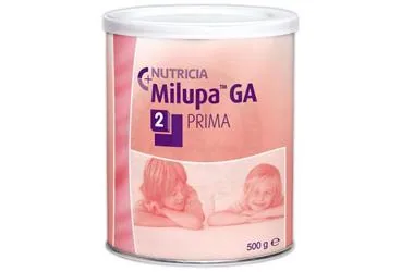 Protein+karbonhidrat+yag+vit+mineral içeren MILUPA GA 2 PRIMA 500 G ambalajı. Üretici: NUMIL GIDA ÜRÜNLERİ SANAYİ VE TİCARET A.Ş.