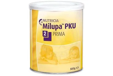 Protein+karbonhidrat+yag içeren MILUPA PKU 2 PRIMA 500 GR ürün ambalajı. Üretici: NUMIL GIDA ÜRÜNLERİ SANAYİ VE TİCARET A.Ş.