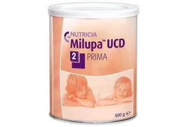 Enteral beslenme içeren MILUPA UCD 2 PRIMA (500 G) ürün ambalajı. Üretici: NUMIL GIDA ÜRÜNLERİ SANAYİ VE TİCARET A.Ş.