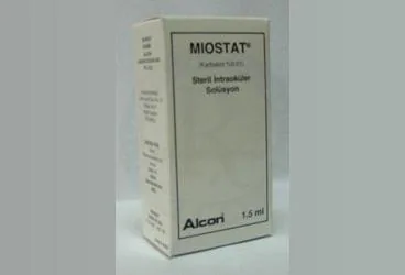 MIOSTAT SINGLE DOSE 1.5 ML SOLUSYON (1 FLAKON) (karbakol) ürün ambalajı, flakon. Üretici: ALCON LABORATUVARLARI TİC. A.Ş.