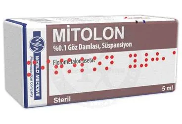 MITOLON %0.1 GOZ DAMLASI, SUSPANSIYON ambalajı, süspansiyon formunda fluorometholon -oftalmik içerir. Üretici: WORLD MEDICINE İLAÇ SAN. VE TİC. A.Ş.