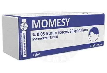MOMESY % 0,05 BURUN SPREYI, SUSPANSIYON (1 SISE) (mometazon -nazal) ambalajı, nazal sprey. Üretici: WORLD MEDICINE İLAÇ SAN. VE TİC. A.Ş.