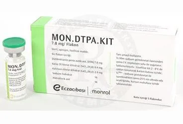 MON.DTPA KIT 35 MG IV ENJEKSIYON ICIN LIYOFILIZE TOZ ICEREN FLAKON (5 FLAKON) kutu fotoğrafı. Dietilen triamin penta asetik asit kalsiyum trisodyum hidrat içeren flakon. Üretici: CURİUM NÜKLEER TIP ANONİM ŞİRKETİ.
