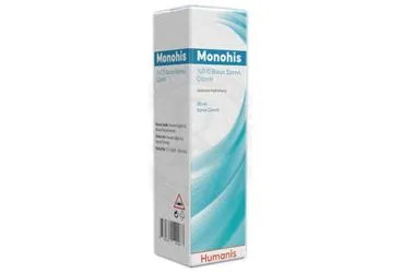 MONOHIS % 0.15 BURUN SPREYI, COZELTI (30 ML) kutu fotoğrafı. Azelastin -nazal içeren nazal sprey. Üretici: HUMANİS SAĞLIK ANONİM ŞİRKETİ.