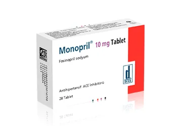 MONOPRIL 10 MG 28 TABLET (fosinopril) ürün ambalajı, tablet. Üretici: DEVA HOLDİNG ANONİM ŞİRKETİ.