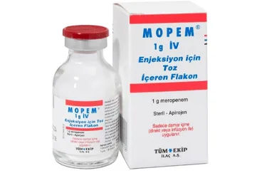 MOPEM 1 G IV ENJEKSIYONLUK COZELTI HAZIRLAMAK ICIN TOZ (25 FLAKON) (meropenem) ürün ambalajı, çözelti. Üretici: TÜM - EKİP İLAÇ A.Ş.