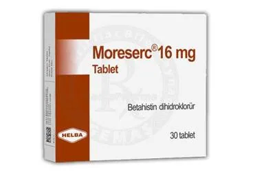 MORESERC 16 MG 30 TABLET (betahistin dihidroklorid) ambalajı, tablet. Üretici: HELBA İLAÇ İÇ VE DIŞ SANAYİ TİCARET ANONİM ŞİRKETİ.