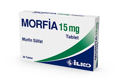 MORFIA 15 MG 30 TABLET (morfin) ambalajı, tablet. Üretici: İLKO İLAÇ SAN. VE TİC. A.Ş.