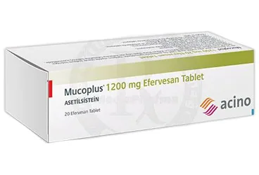 MUCOPLUS 1200 MG EFERVESAN TABLET (20 TABLET) (asetilsistein) kutu fotoğrafı, efervesan tablet. Üretici: ACİNO TURKEY İLAÇ ANONİM ŞİRKETİ.