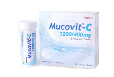 Asetilsistein / askorbik asit içeren efervesan tablet: MUCOVIT-C 1200/400MG EFERVESAN TABLET, TABLET, 20 ADET kutu fotoğrafı. Üretici: NEUTEC İLAÇ SAN. TİC. A.Ş.