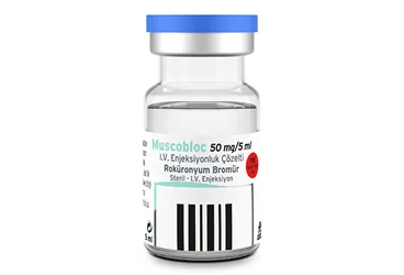 MUSCOBLOC 50 MG/5 ML IV ENJEKSIYONLUK COZELTI (10 FLAKON) (rokuronyum bromid) ambalajı, çözelti. Üretici: POLİFARMA İLAÇ SAN. VE TİC. A.Ş.
