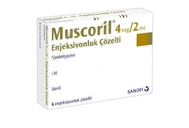 MUSCORIL 4 MG 2 ML 6 AMPUL ambalajı, ampul formunda tiyokolşikosid içerir. Üretici: SANOFİ SAĞLIK ÜRÜNLERİ LTD. ŞTİ.