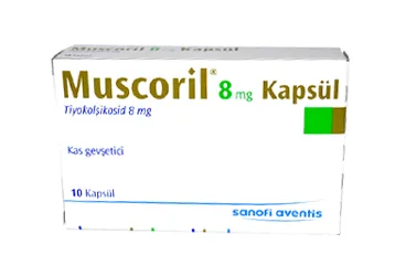 MUSCORIL 8 MG 10 KAPSUL (tiyokolşikosid) ürün ambalajı, kapsül. Üretici: SANOFİ SAĞLIK ÜRÜNLERİ LTD. ŞTİ.