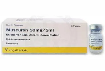 MUSCURON 50 MG/5 ML ENJEKSIYON ICIN COZELTI ICEREN 5 FLAKON (rokuronyum bromid) ambalajı, çözelti. Üretici: KOÇAK FARMA İLAÇ VE KİMYA SANAYİ A.Ş.